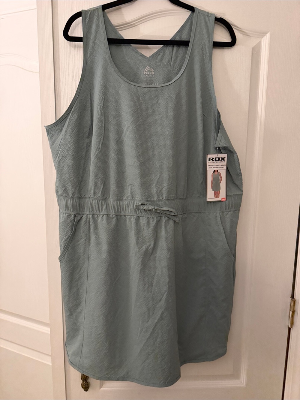 RBX Sleeveless Drawstring Casual Dress in Light Sage Size XXL. NWT